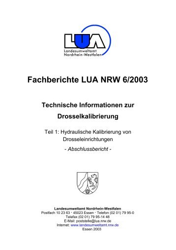 Fachberichte LUA NRW 6/2003 Technische ... - LANUV NRW