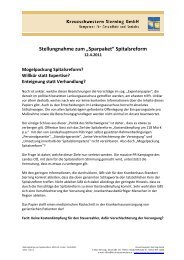 Stellungnahme zum „Sparpaket“ Spitalsreform - Kreuzschwestern ...