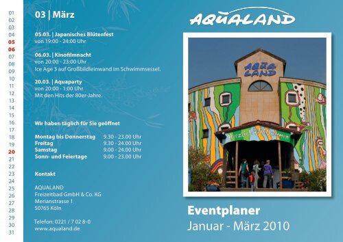 Eventplaner Januar - März 2010 - Aqualand