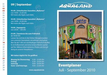Eventplaner Juli - September 2010 - Aqualand