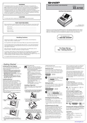XE-A102 Operation Manual - Cash Registers