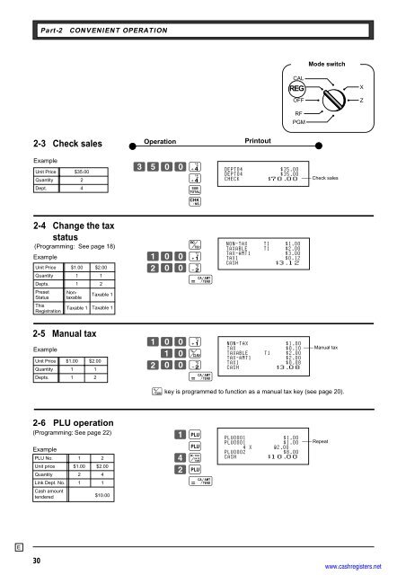 User's manual - Sharp & Casio Cash Registers