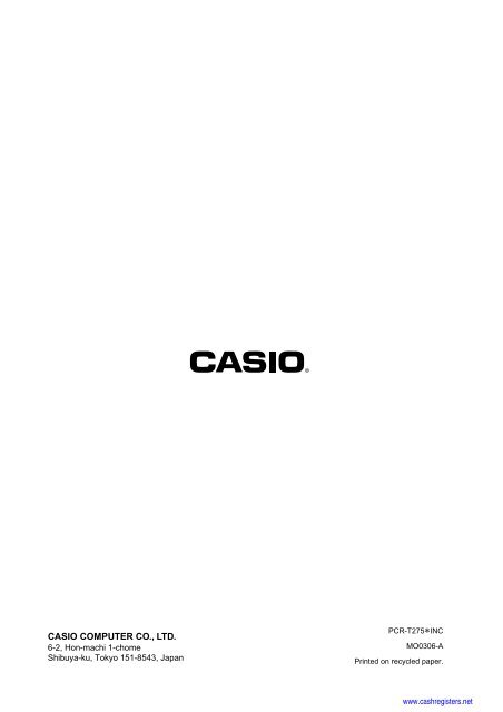 User's manual - Sharp & Casio Cash Registers
