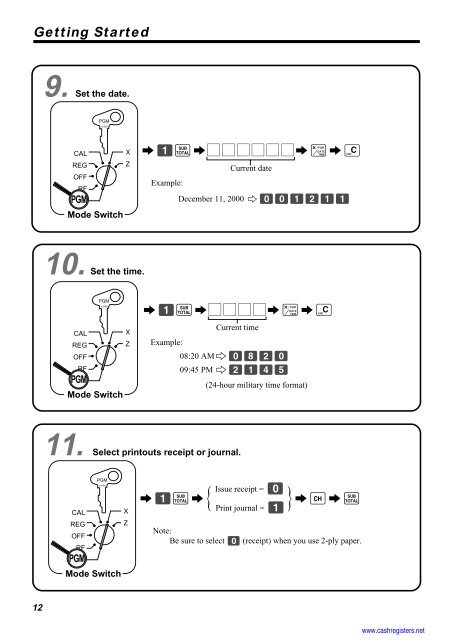 Basic Operations and Setups - Sharp & Casio Cash Registers