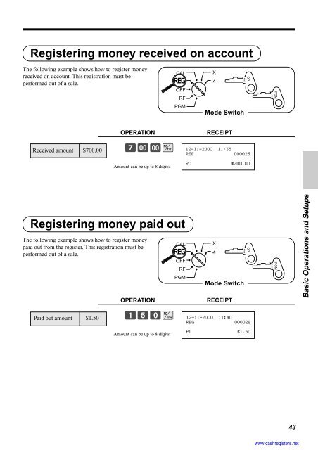 Basic Operations and Setups - Sharp & Casio Cash Registers