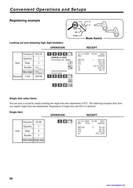 Basic Operations and Setups - Sharp & Casio Cash Registers