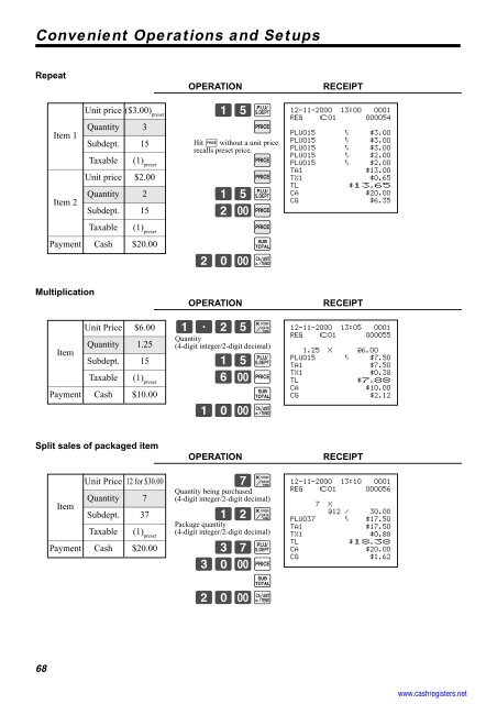 Basic Operations and Setups - Sharp & Casio Cash Registers