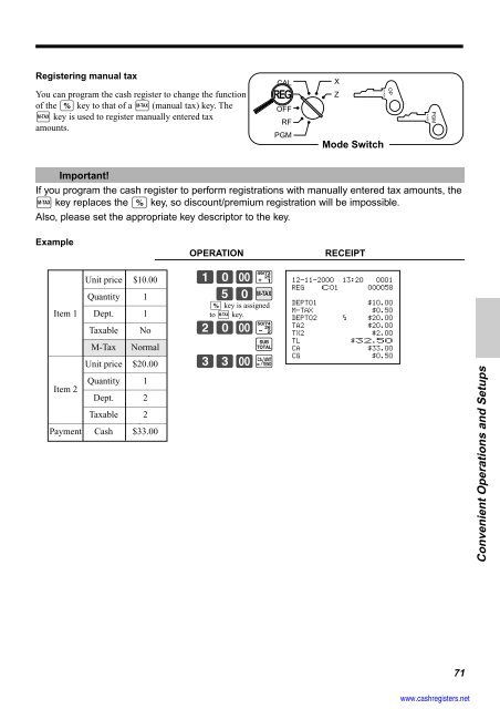 Basic Operations and Setups - Sharp & Casio Cash Registers