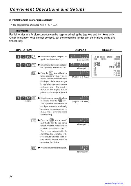 Basic Operations and Setups - Sharp & Casio Cash Registers