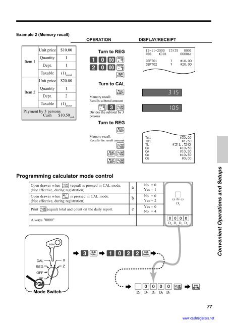 Basic Operations and Setups - Sharp & Casio Cash Registers