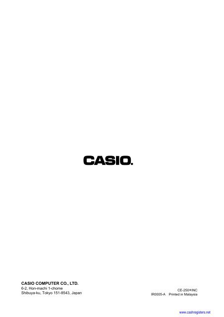 Basic Operations and Setups - Sharp & Casio Cash Registers