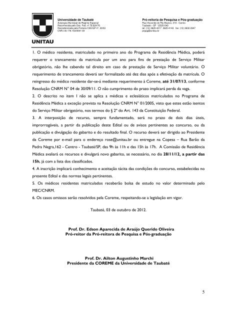 residência médica 2013 - unitau