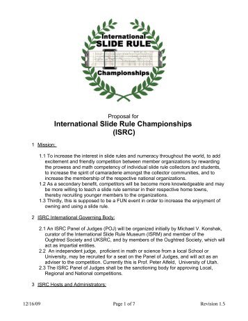 International Slide Rule Championships (ISRC) - Slide Rule Museum