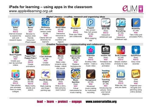 Ipads For Learning Apps May 2013 Pdf Somerset Learning Platform
