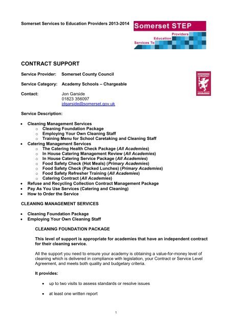 Contract Support Chargeable Service for Academy Schools