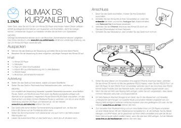 KLIMAX DS KURZANLEITUNG