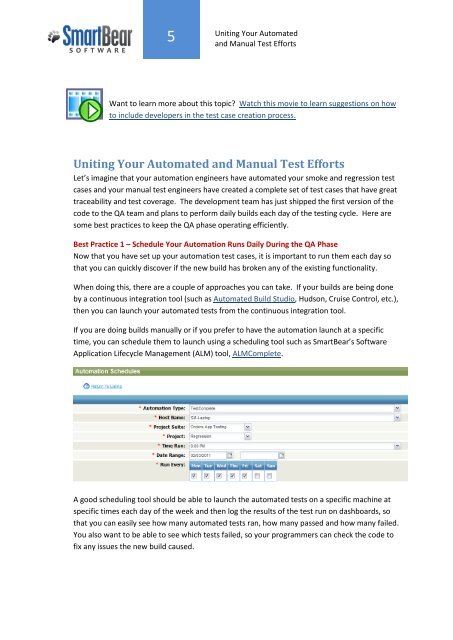 Uniting Your Automated and Manual Test Efforts - SmartBear Support