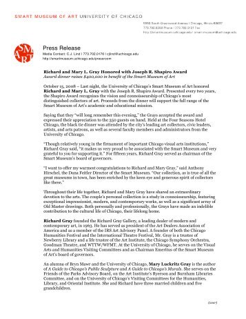 Press release (PDF) - Smart Museum of Art - University of Chicago