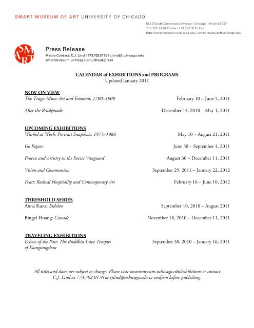 Press Release - Smart Museum of Art - University of Chicago