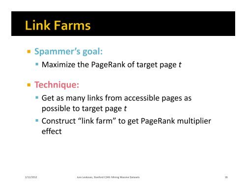 PageRank and Similar Ideas - SNAP - Stanford University