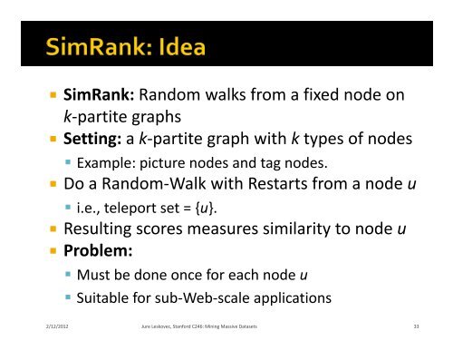 PageRank and Similar Ideas - SNAP - Stanford University