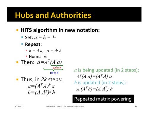 PageRank and Similar Ideas - SNAP - Stanford University