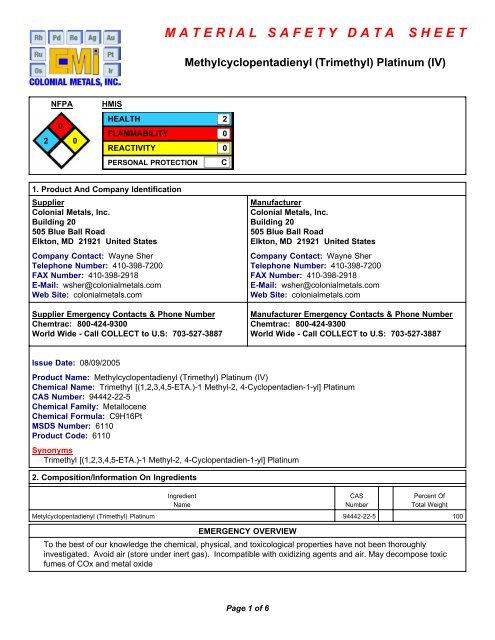 Methylcyclopentadienyl Trimethyl Platinum Iv Stanford