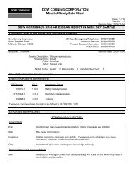 DOW CORNING CORPORATION Material Safety Data Sheet DOW CORNING(R ...