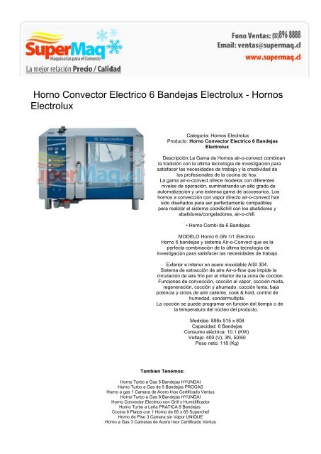 Horno Convector Electrico 6 Bandejas Electrolux  - Sobadora