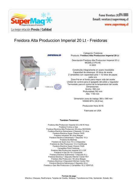 Freidora Industrial 18 Lts De Papas A Gas Eg