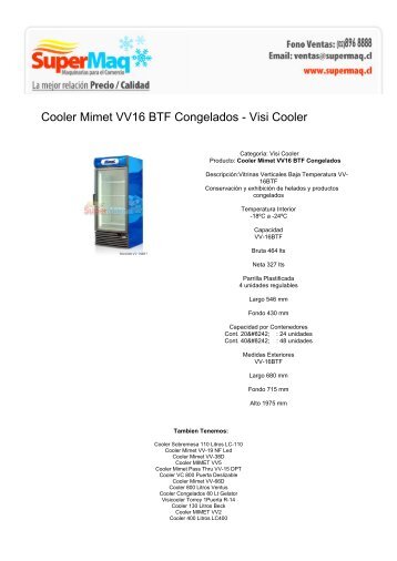 Cooler Mimet VV16 BTF Congelados - Visi Cooler