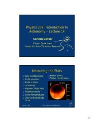 Physics 202: Introduction to Astronomy – Lecture 14 Measuring the ...