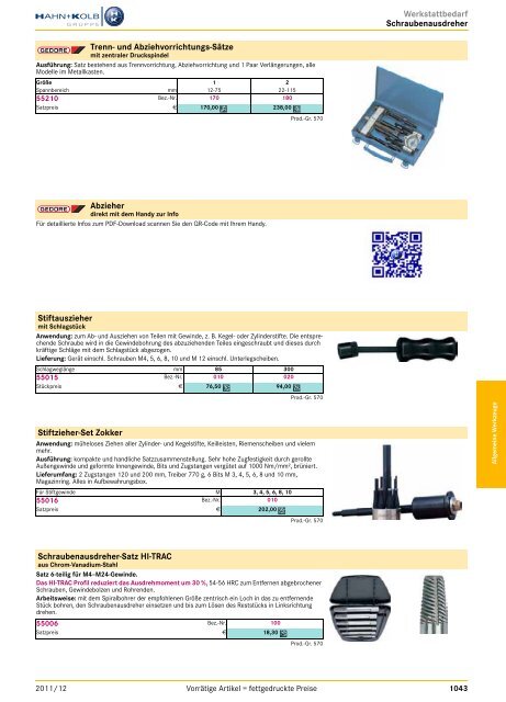 HAHN+KOLB-Werkzeugkatalog 2010/11 – Allgemeine Werkzeuge