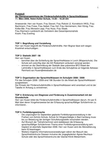 Protokoll DV Sprachheilklassen 11.03.2008