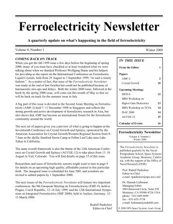 Ferroelectricity Newsletter - Naval Postgraduate School