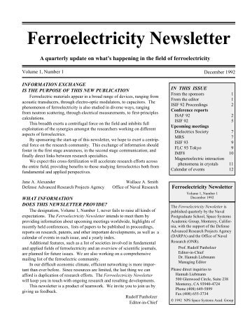 Ferroelectricity Newsletter - Naval Postgraduate School