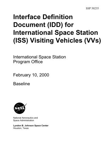 Interface Definition Document (IDD) for International Space Station ...