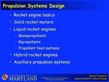 MARYLAND Propulsion Systems Design