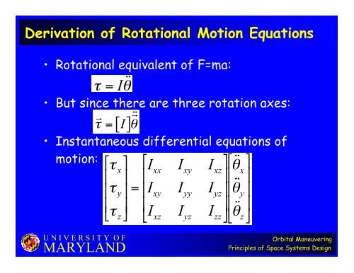 MARYLAND Orbital Maneuvering