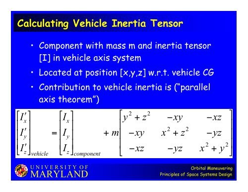 MARYLAND Orbital Maneuvering