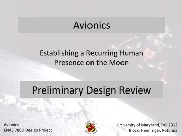 Avionics Preliminary Design Review - University of Maryland