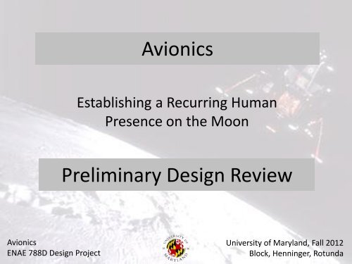 Avionics Preliminary Design Review - University of Maryland