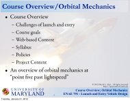 Course Overview/Orbital Mechanics - Dave Akin's Web Site