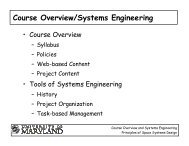 Course Overview/Systems Engineering - Dave Akin's Web Site