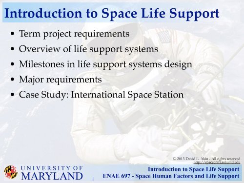 Introduction to Space Life Support