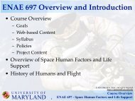 Course Overview ENAE 697 - Space Human Factors and Life Support