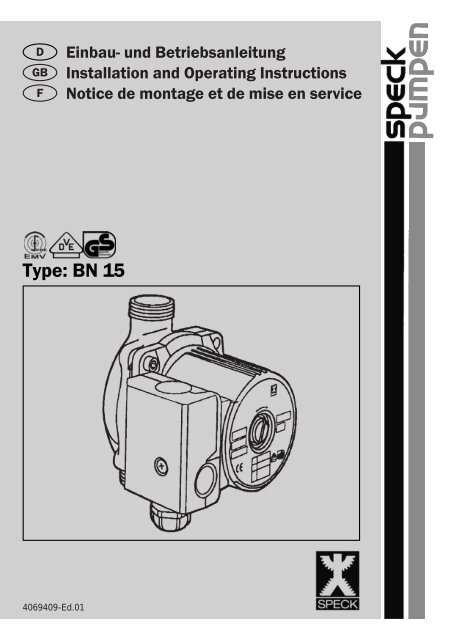 Type: BN 15 - SPECK-Pumpen