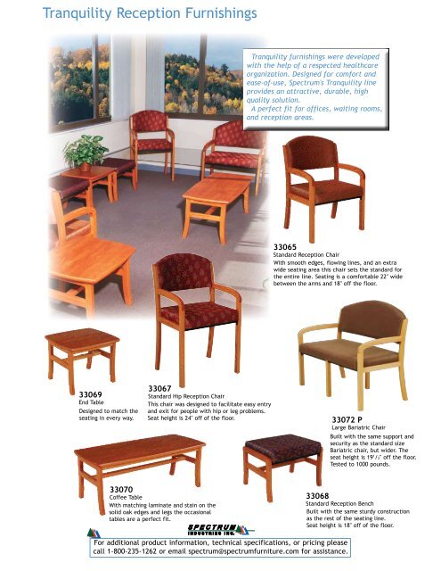 Tranquility Reception Furniture Product Information