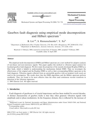 Gearbox fault diagnosis using empirical mode decomposition and ...