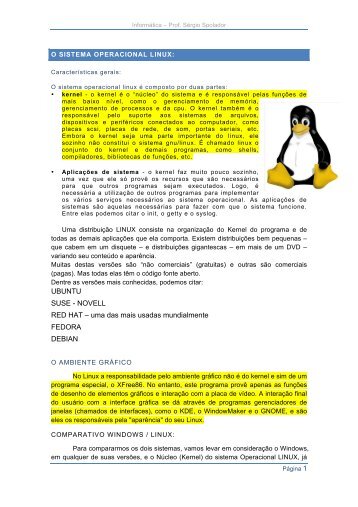 Resumo de Linux - Professor Sérgio Spolador